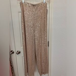 Gold sequined wide leg pants